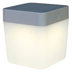 Solární venkovní LED stolní lampička TABLE CUBE, 1W, teplá bílá, IP44, stříbrná Lutec TABLE CUBE 6908001337