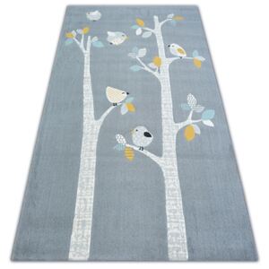 Dětský kusový koberec PTÁČCI - šedý