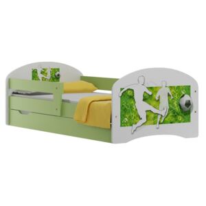 Dětská postel se šuplíky FOTBALISTA S MÍČEM 140x70 cm