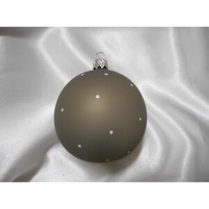 Střední vánoční koule s puntíky 6 ks - tmavě šedá