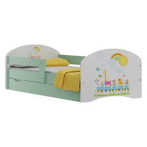 Dětská postel se šuplíky ZVÍŘÁTKA NA VÝLETĚ 180x90 cm