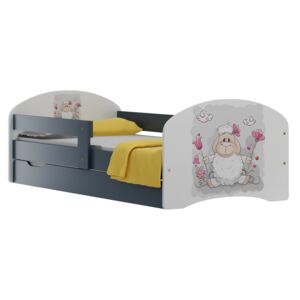 Dětská postel se šuplíky OVEČKA S KYTIČKAMI 200x90 cm