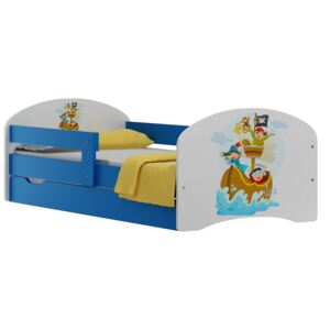 Dětská postel se šuplíky PIRÁTSKÁ LOĎ 160x80 cm