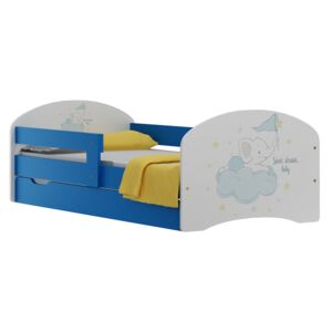 Dětská postel se šuplíky SLON NA OBLÁČKU 160x80 cm