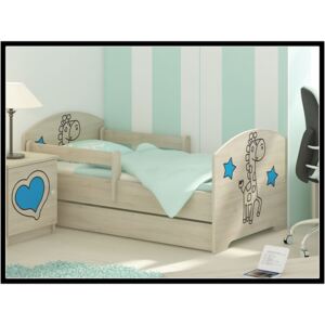 Dětská postel s výřezem ŽIRAFA - modrá 140x70 cm + matrace ZDARMA!