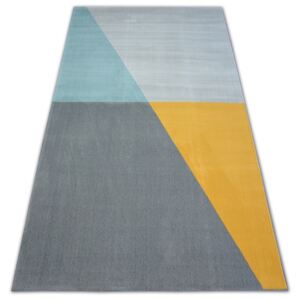 Moderní koberec SCANDI TRAPEZ - šedý zlatý tyrkysový