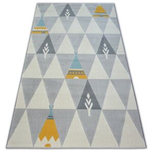 Dětský kusový koberec INDIÁNSKÁ OSADA - šedý