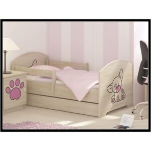 SKLADEM - Dětská postel s výřezem PEJSEK - růžová 160x80 cm + matrace ZDARMA!