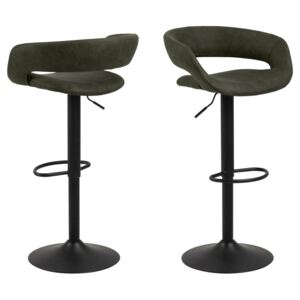 Designová barová židle Natania olivově zelená a černá