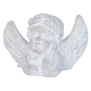 Šedá vekovní dekorace hlava anděla - 16*7*10 cm
