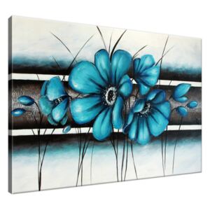 Ručně malovaný obraz Malované tyrkysové květiny 100x70cm RM2370A_1Z
