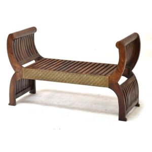 Sedátko z palisandrového dřeva, mosazné kování, 117x45x71cm