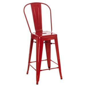 Culty Červená kovová barová židle Tolix