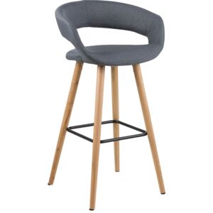 SCANDI Tmavě šedá látková barová židle Garry 98 cm