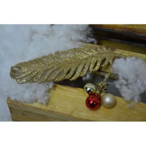 CERINO Ozdoba vánoční pírko 19cm zlaté