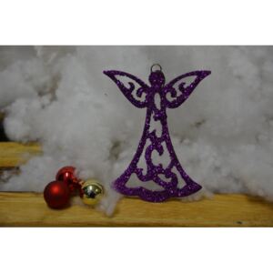 CERINO Ozdoba vánoční anděl 10cm fialový