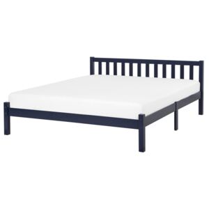 Dřevěná postel 180 x 200 cm tmavě modrá FLORAC