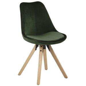 SCANDI Tmavě zelená sametová jídelní židle Damian