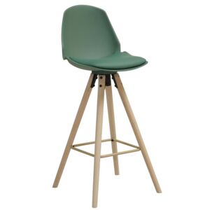 SCANDI Tmavě zelená plastová barová židle Hannah 75,5 cm