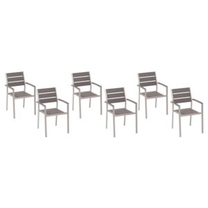 Sada šesti šedých zahradních židlí VERNIO