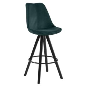SCANDI Lahvově zelená sametová barová židle Damian