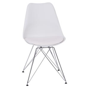 Culty Bílá plastová židle DSR s čalouněným sedákem