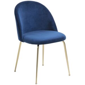 Modrá čalouněná židle LaForma Mystere se zlatou podnoží