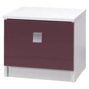 Noční stolek - LUX, bílá/lesklá fialová