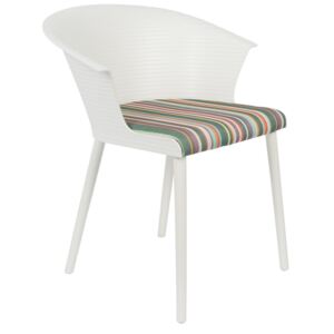 White Label Living Bílá plastová jídelní židle s područkami WLL OLIVIA