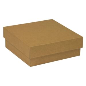 Dárková krabička s víkem 200x200x70/40 mm, hnědá - kraftová