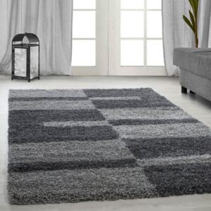 Ayyildiz Kusový koberec Shaggy Gala 2505 šedý vysoký vlas 080x150 cm