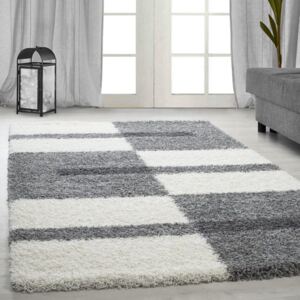 Ayyildiz Kusový koberec Shaggy Gala 2505 světle šedý vysoký vlas 100x200 cm
