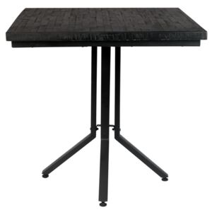 White Label Living Černý dřevěný jídelní stůl WLL MAZE SQUARE 75x75 cm
