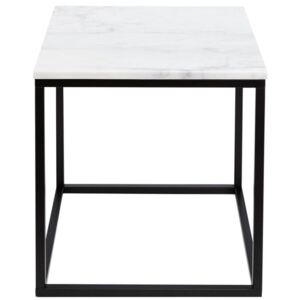 Bílý mramorový konferenční stolek RGE Accent s černou podnoží 50 x 50 cm