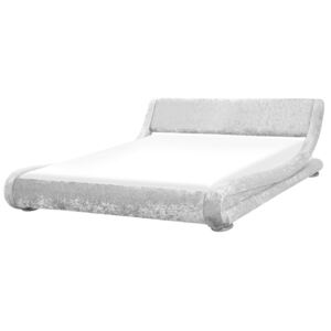 Vodní postel stříbrná 160 x 200 cm sametová AVIGNON
