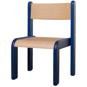 Dětská židlička bez područky 18 cm DE mořená - modré okraje (výška sedáku 18 cm)
