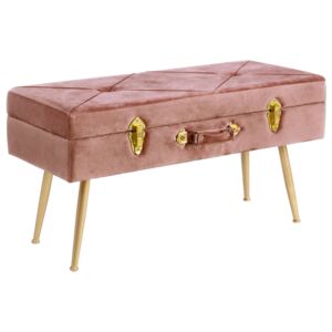 Růžová sametová lavice Bizzotto Polin 80 cm