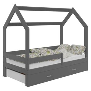 Dětská postel Domek 80x160 cm D3, rošt ZDARMA - šedá šedá s matrací