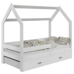 Dětská postel Domek 80x160 cm D3, rošt ZDARMA - bílá s matrací bílá bílá