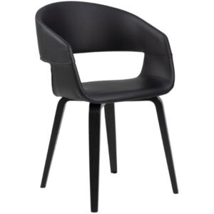 Scandi Černá koženková jídelní židle Damaro s březovou podnoží
