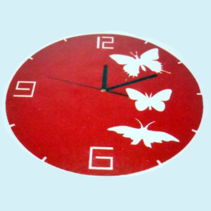 Nástěnné hodiny s motýly červené (červená)
