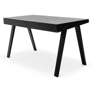 Černý psací stůl s nohami z jasanového dřeva EMKO, 140 x 70 cm