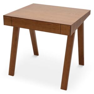 Hnědý stůl s nohami z jasanového dřeva EMKO, 80 x 70 cm