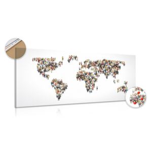 Obraz na korku mapa světa složená z lidí