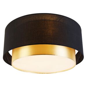 Moderne plafonnière zwart met goud 50 cm 3-lichts - Drum Duo