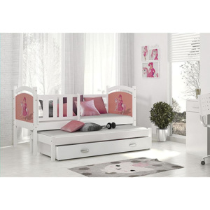 Dětská postel DOBBY P2 color s potiskem + matrace + rošt ZDARMA, 184x80, bílá/vzor 09