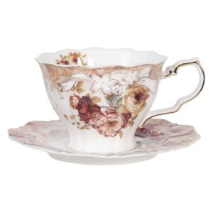 Clayre & Eef - Cup and saucer 13*9*7 / ? 15*1 cm / 0,2L 6CE1174