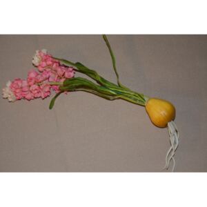 CERINO Umělá květina Hyacint s cibulí růžová 1ks