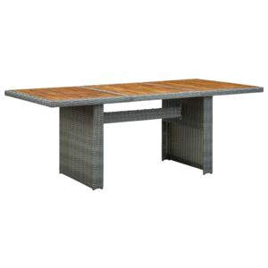 Zahradní stůl světle šedý polyratan a masivní akáciové dřevo