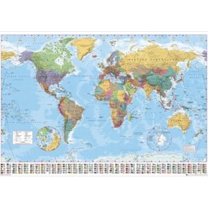 Plakát, Obraz - Mapa světa - politická, (91,5 x 61 cm)